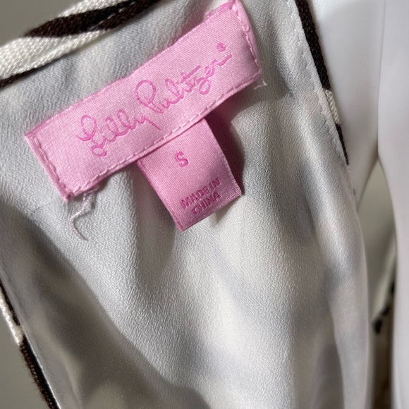 Lilly PULITZER White Brown Angel Maxi Halter Dress Sz S Zebra Animal Print Beach - Picture 11 of 16